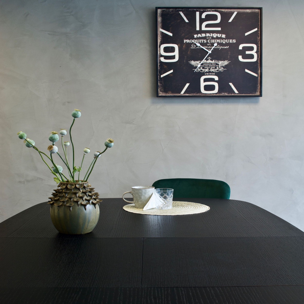 Spisebord med tillægsplade 'Dawn' 180-230x105cm - Sort
