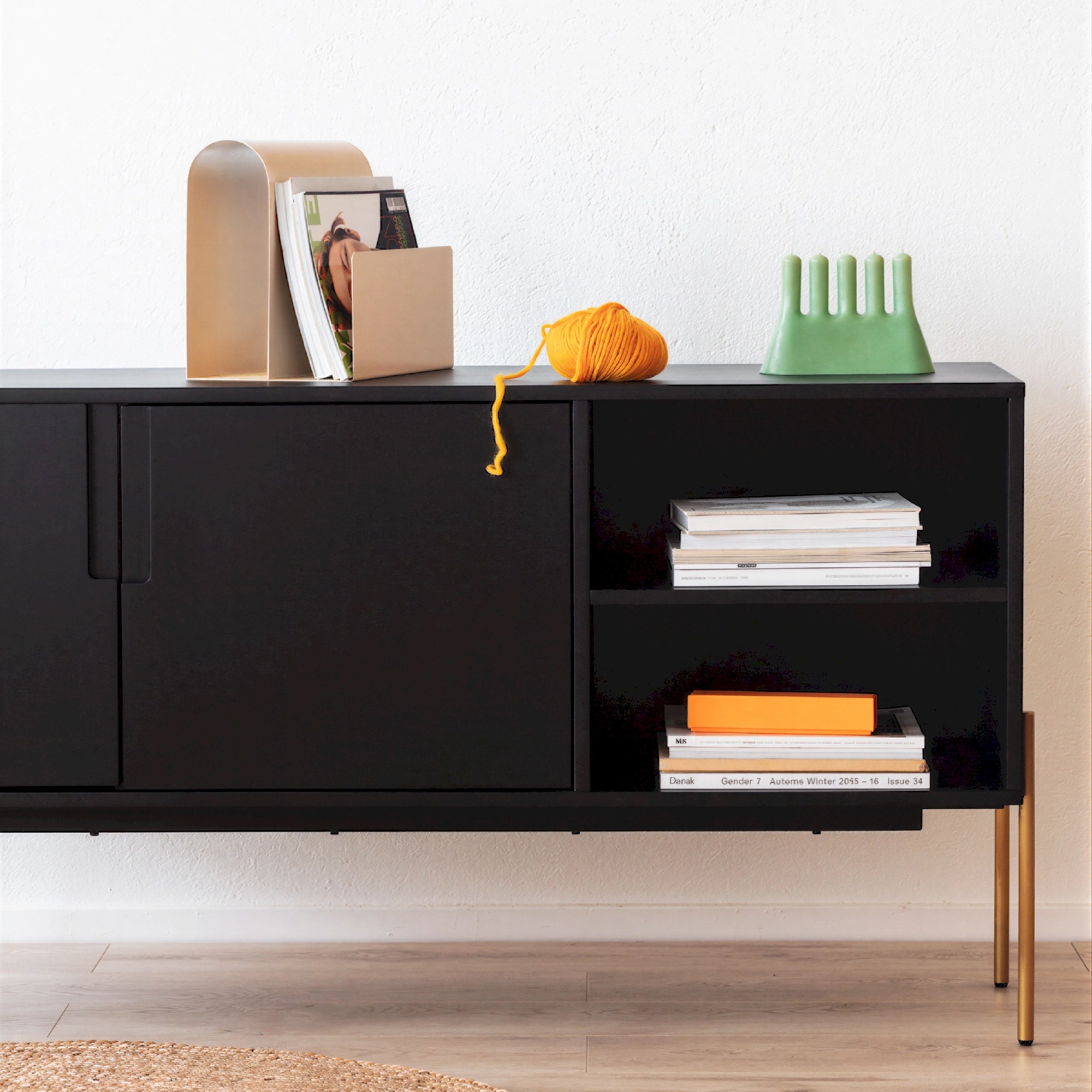 Sideboard 'Fr&ouml;lunda' - Sort/Messing