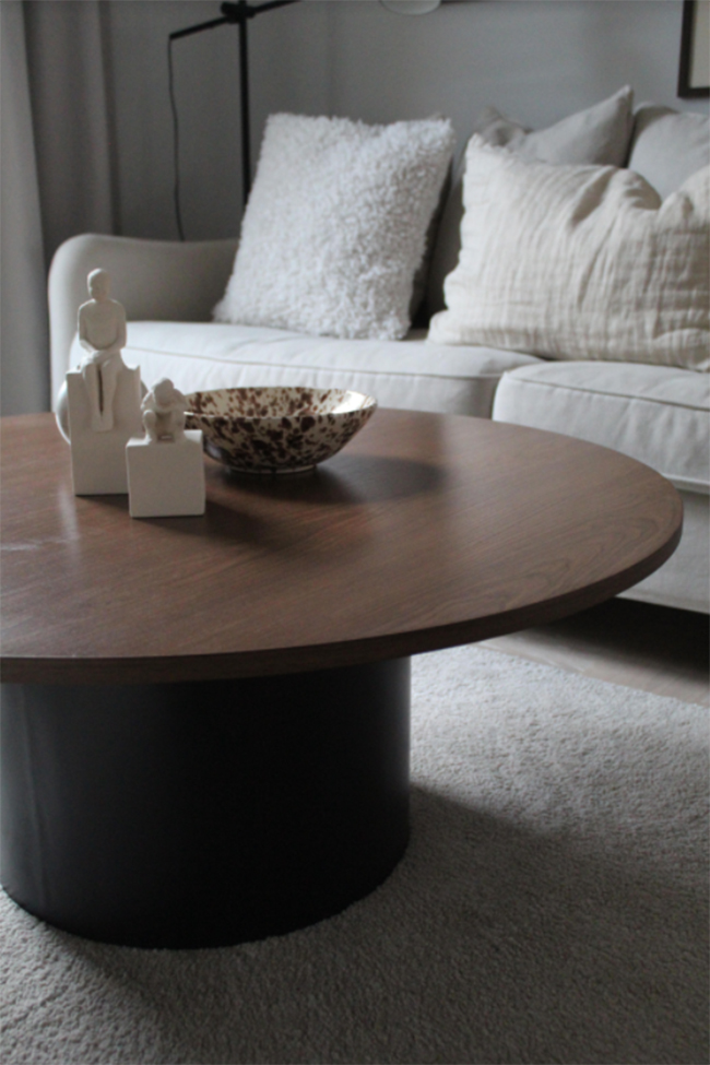 Sofabord 'Rounded' Rundt 100cm - Valnød