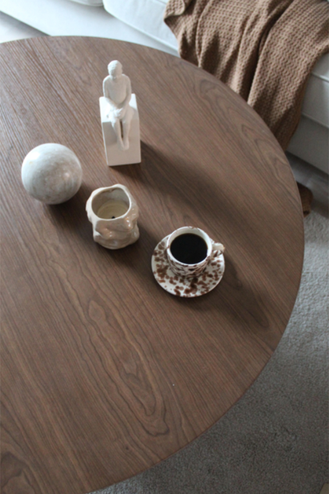 Sofabord 'Rounded' Rundt 100cm - Valnød