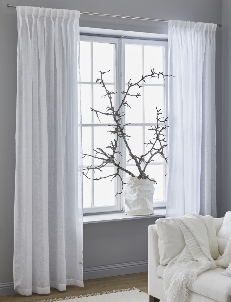 Gardin med veckband 'Dalsland' 145x250 - Hvid