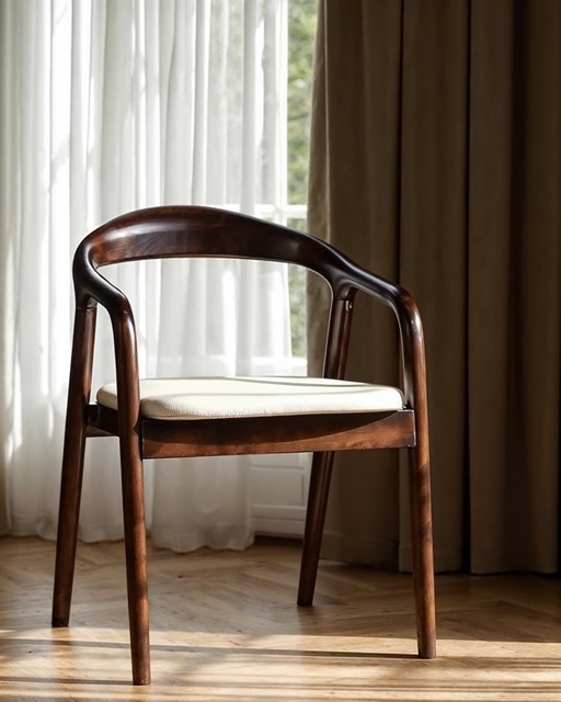 Armlænestol 'Aspa' - Mørkebrun/Beige