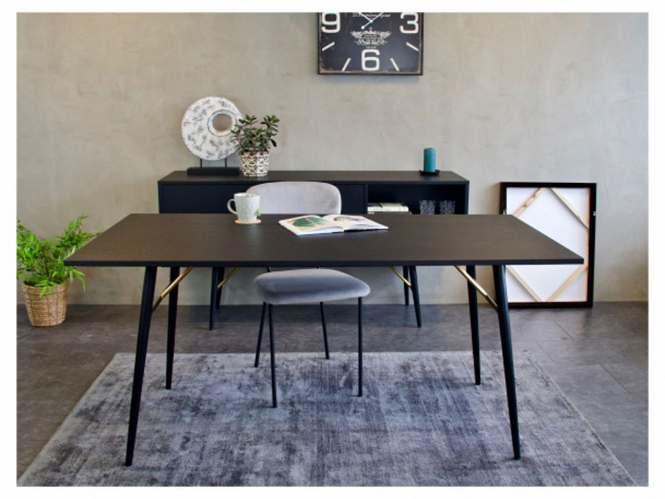 Spisebord 'Lux' 160x90cm - Sort/Messing