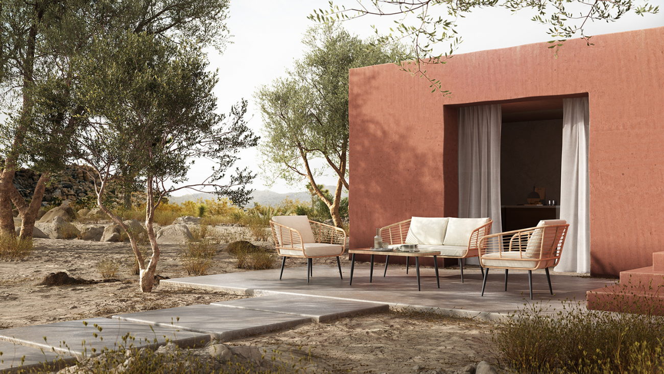 Havesofa 'Sardinia' - Natur/Beige