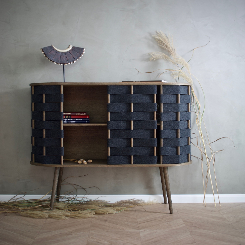 Kommode 'Felt' 120cm - Natur/Mørkegrå