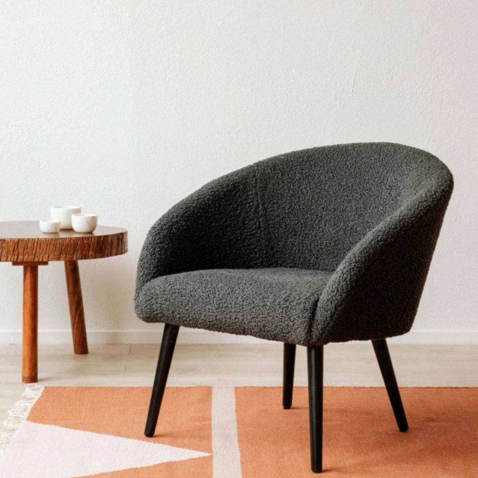 Fåtölj 'Puffy' - Mørkegrå/Teddy