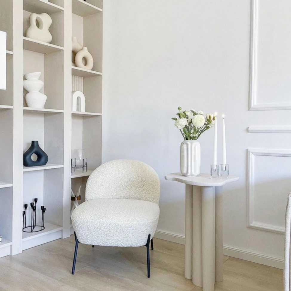 L&aelig;nestol 'Gori' - Hvid/Teddy