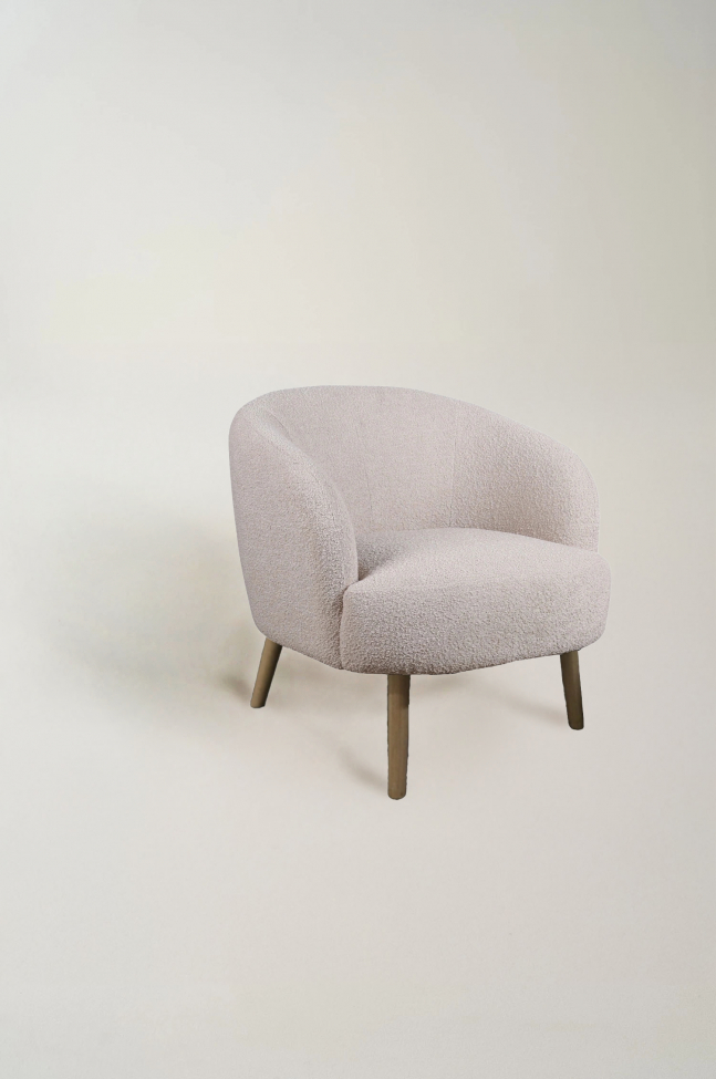Lænestol 'Capri' med træben - Beige/Bouclé