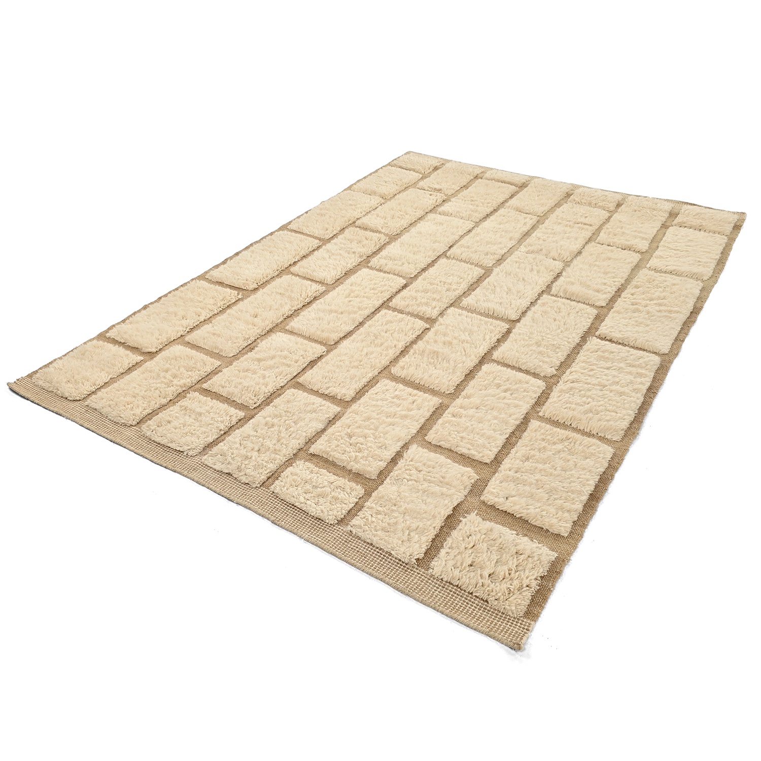 Rya Tæppe 'Leknes Handwoven Wool' - Beige