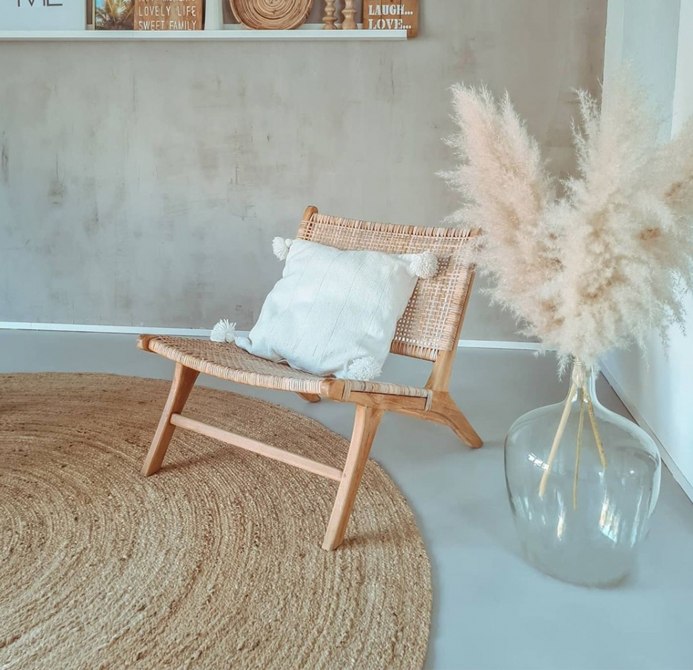 Rundt tæppe 'Flätan' 200cm - Jute