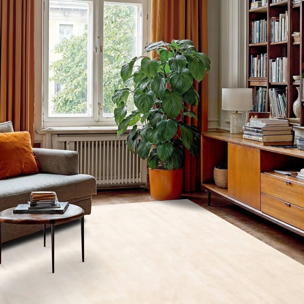 Viskos tæppe 'Jodhpur' 240x240cm - Lys beige