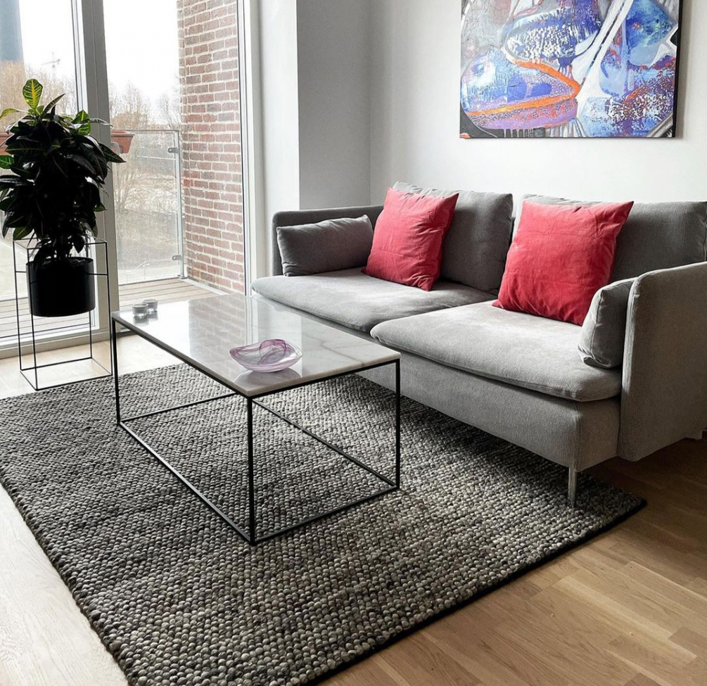 Uld tæppe 'Avafors Wool Bubble' 70x140cm - Grå