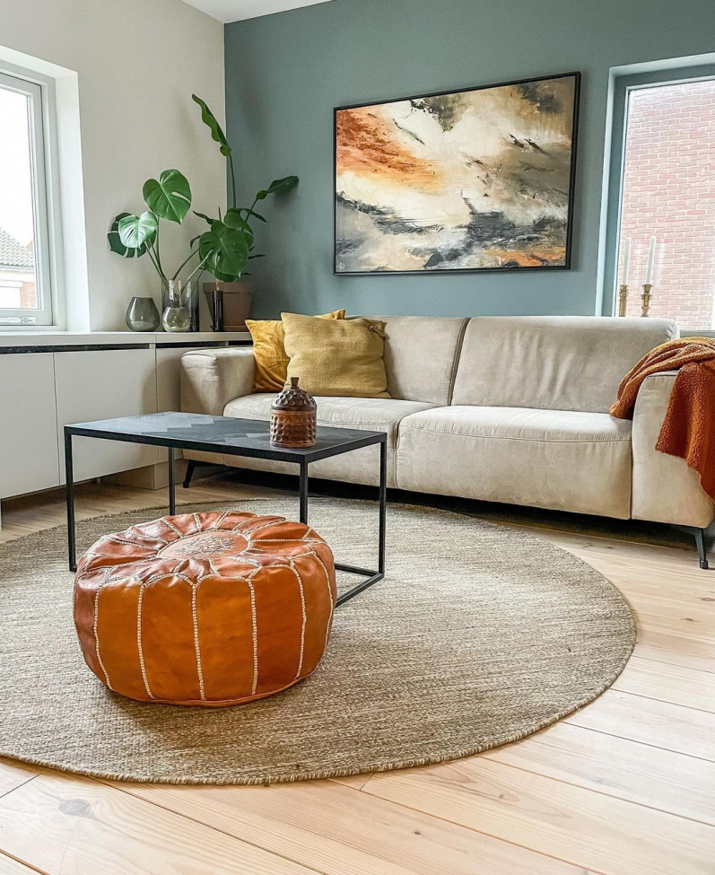 Rund tæppe 'Dhurry' 200cm - Beige