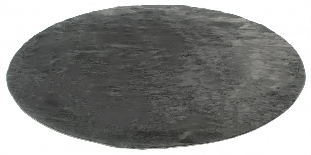 Rund tæppe 'Aranga Super Soft' 200cm - Antracit