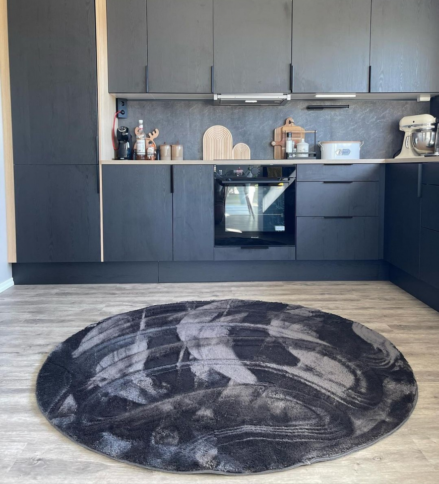 Rund tæppe 'Aranga Super Soft' 120cm - Antracit