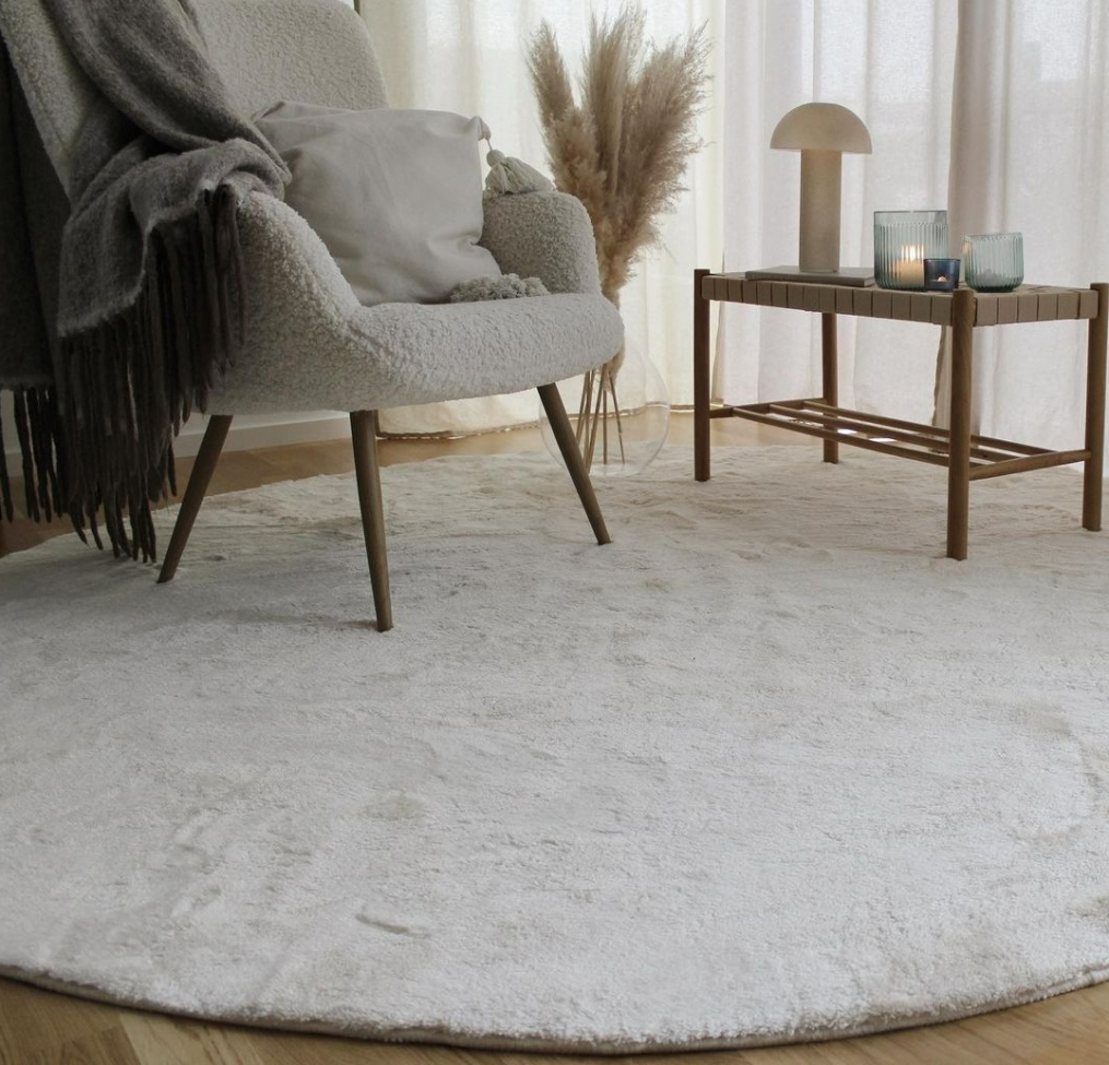Rundt tæppe 'Aranga Super Soft' 80cm - Hvid