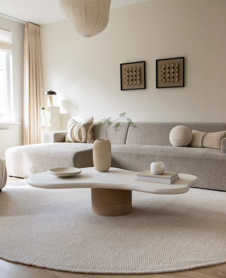 Rund tæppe 'Coastal' 240cm - Cream