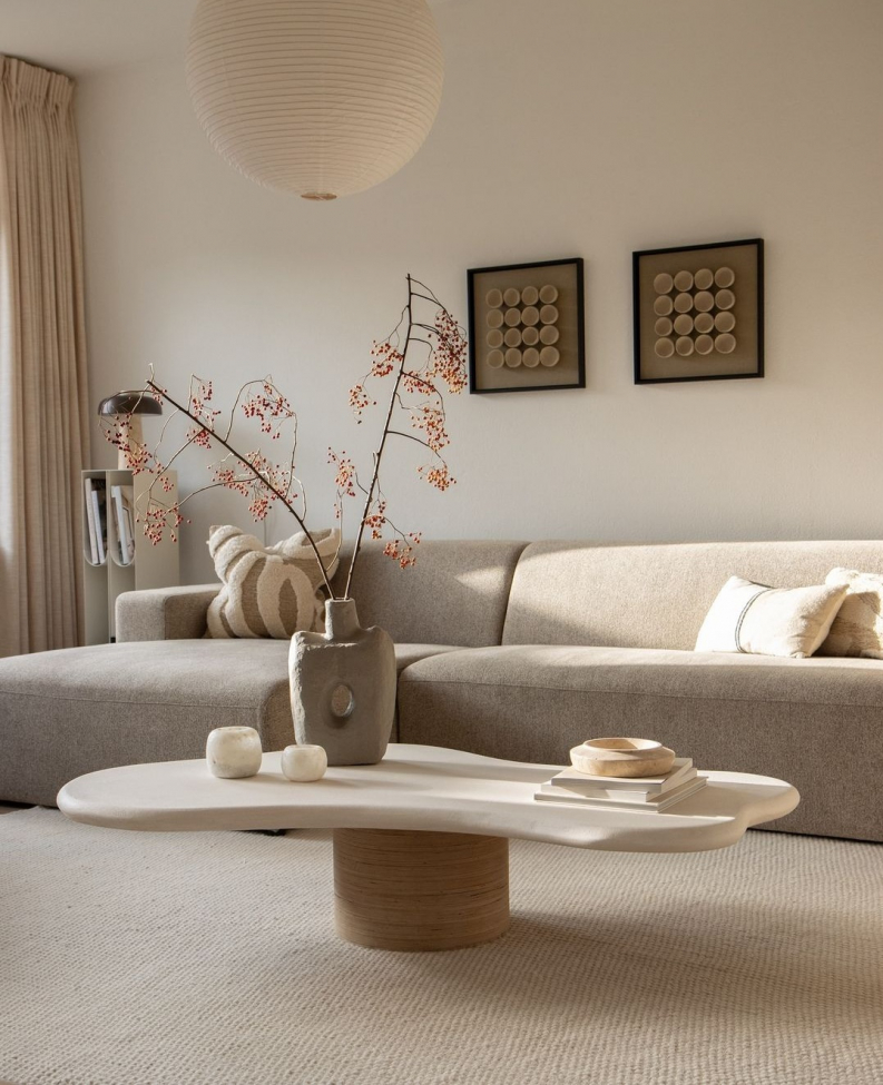 Rund tæppe 'Coastal' 240cm - Cream