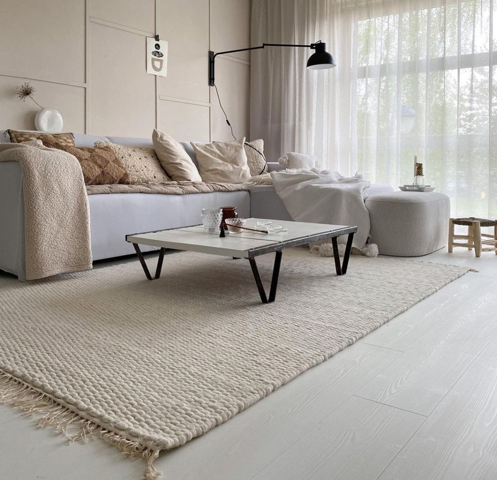Uld tæppe 'Cartmel' 80x150cm - Offwhite