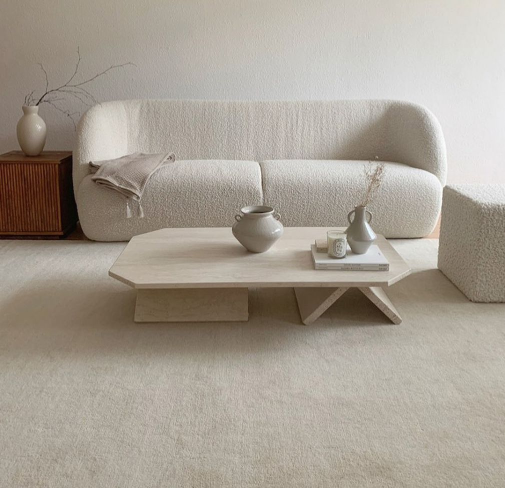 Uld tæppe 'Ella' 200x200cm - Creme