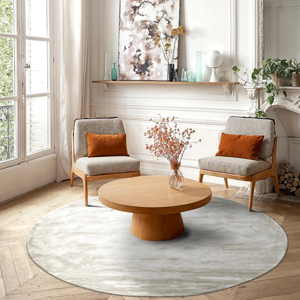 Rundt tæppe 'Jodhpur' 200cm - Offwhite
