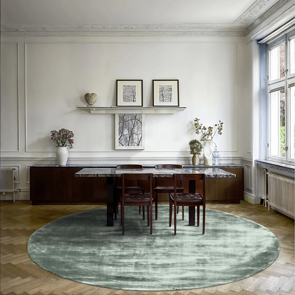 Rundt tæppe 'Jodhpur' 240cm - Grøn