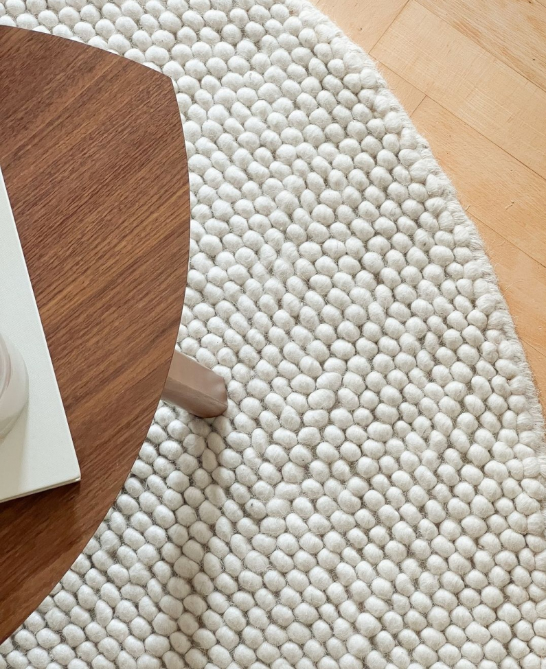 Rundt tæppe 'Avafors' 160cm - Beige