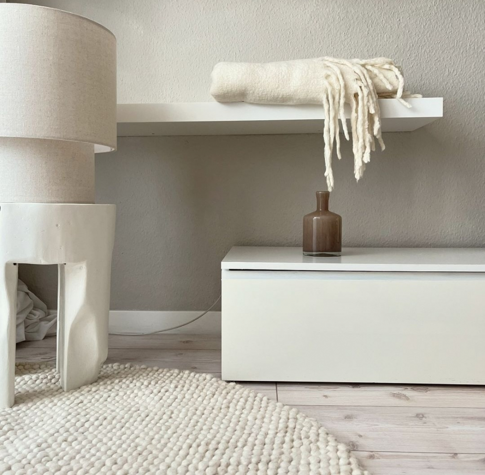 Rundt tæppe 'Avafors' 120cm - Beige