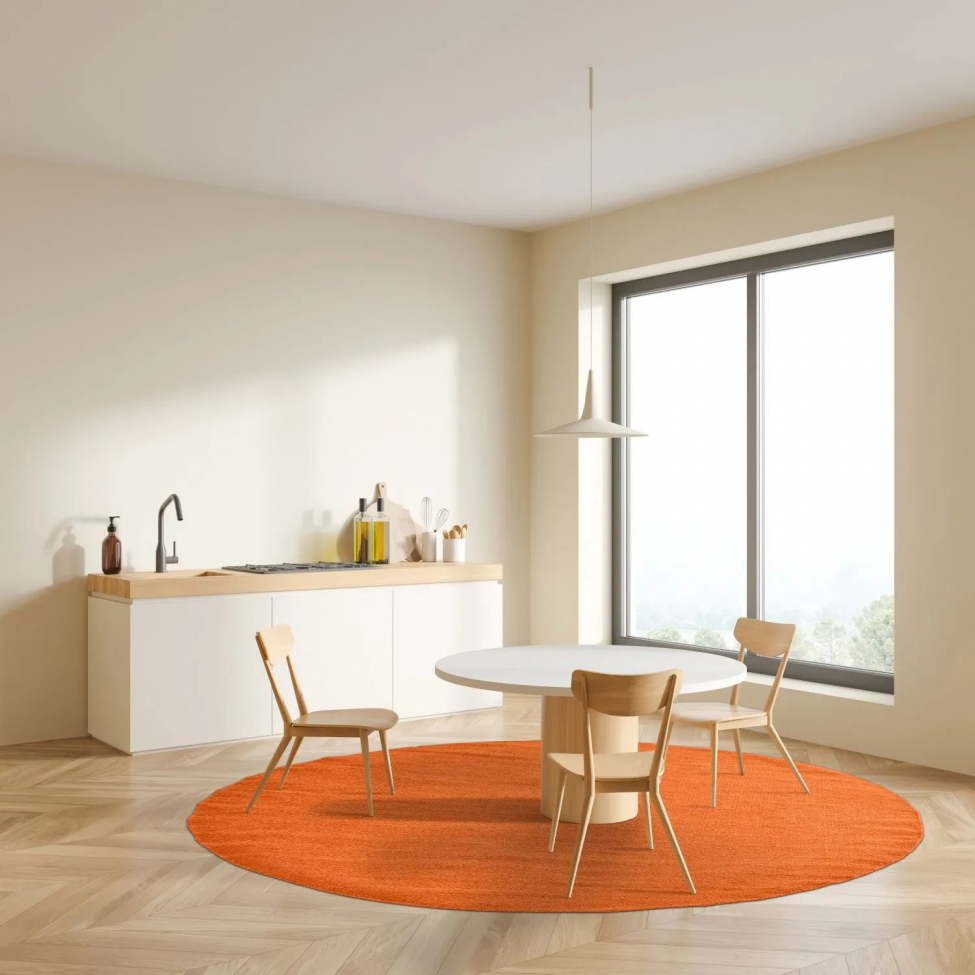 Rund tæppe 'Hamilton' 240cm - Orange Peel