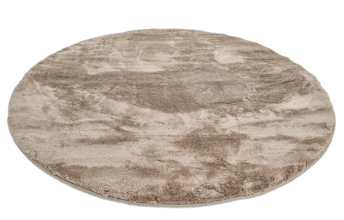Rund tæppe 'Aranga Super Soft Fur' 120cm - Brun