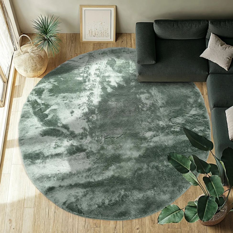 Rund tæppe 'Aranga Super Soft Fur' 200cm - Grønn