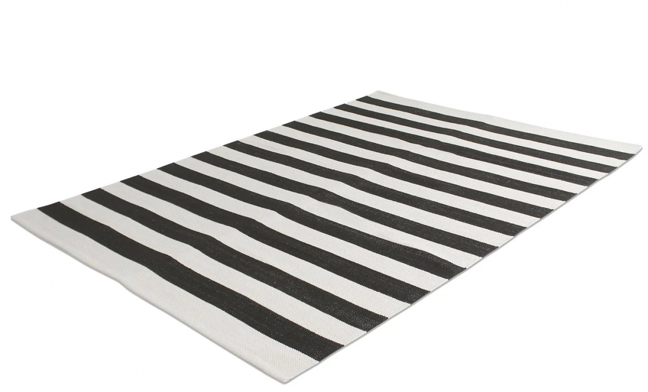 Bomulds tæppe 'Nilo' 60x120cm - Hvid/Svart