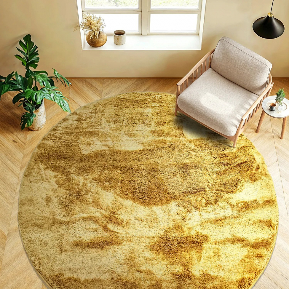 Rundt tæppe 'Aranga Super Soft' 200cm - Gul