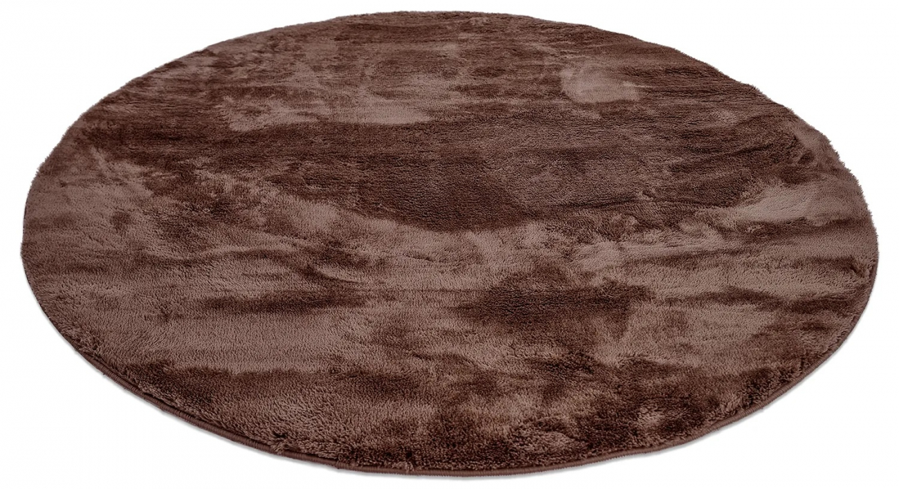Rund tæppe 'Aranga Super Soft' 120cm - Mørkebrun