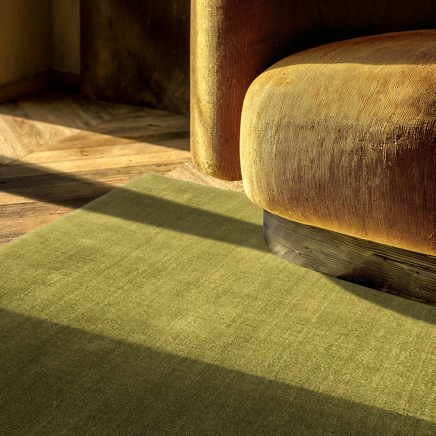 Uldtæppe 'Rozen Handloom Wool Premium' - Grøn