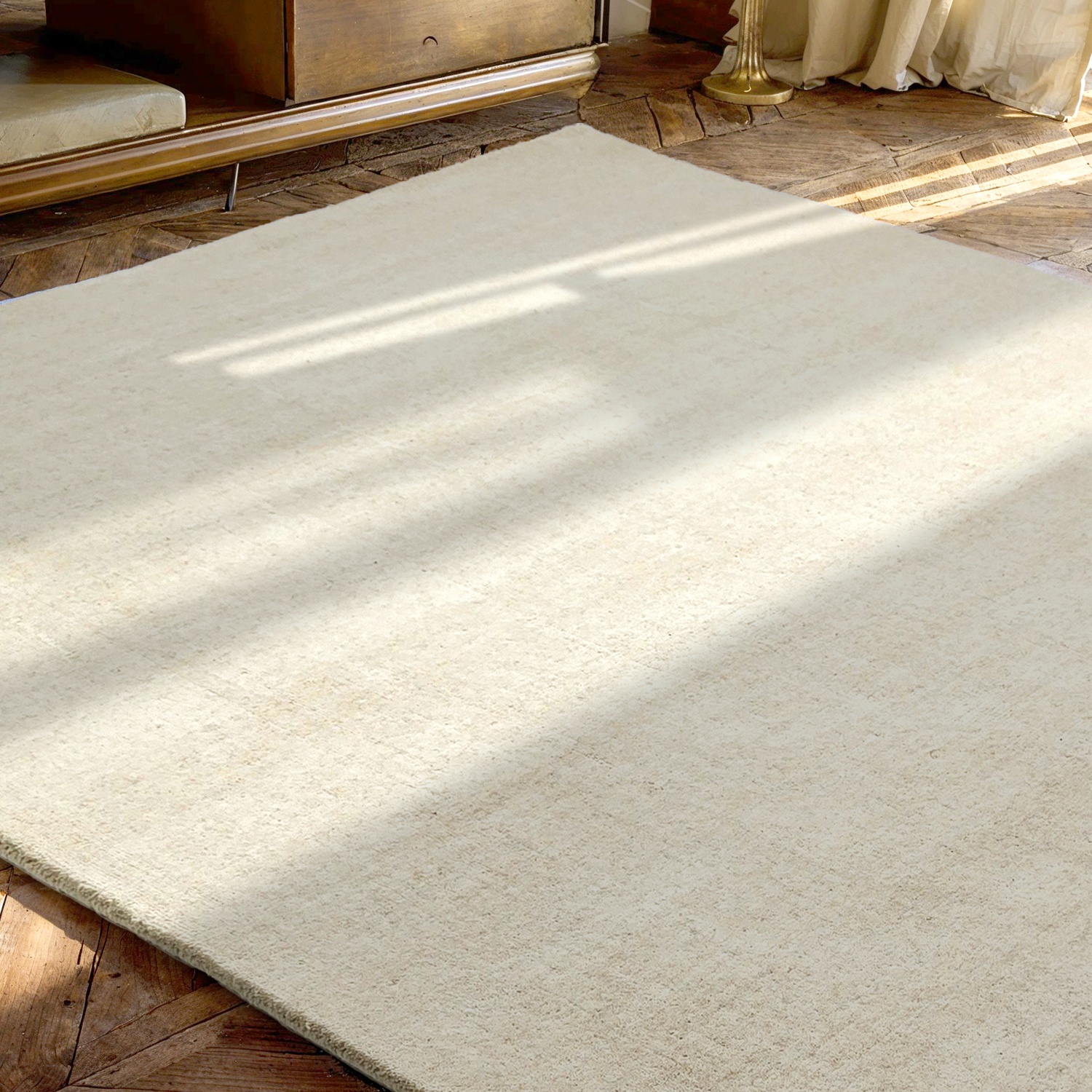 Uldtæppe 'Rozen Handloom Wool Premium' - Hvid