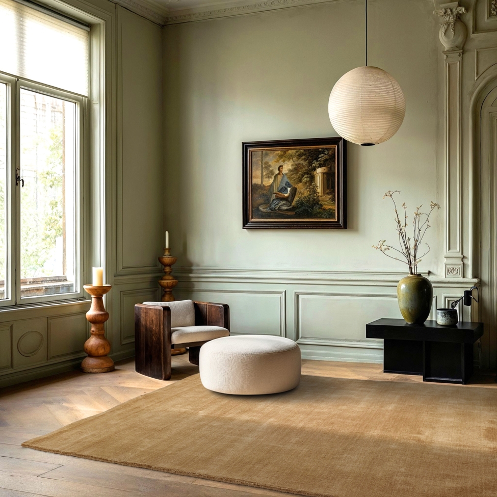 Uldtæppe 'Rozen Handloom Wool Premium' - Beige