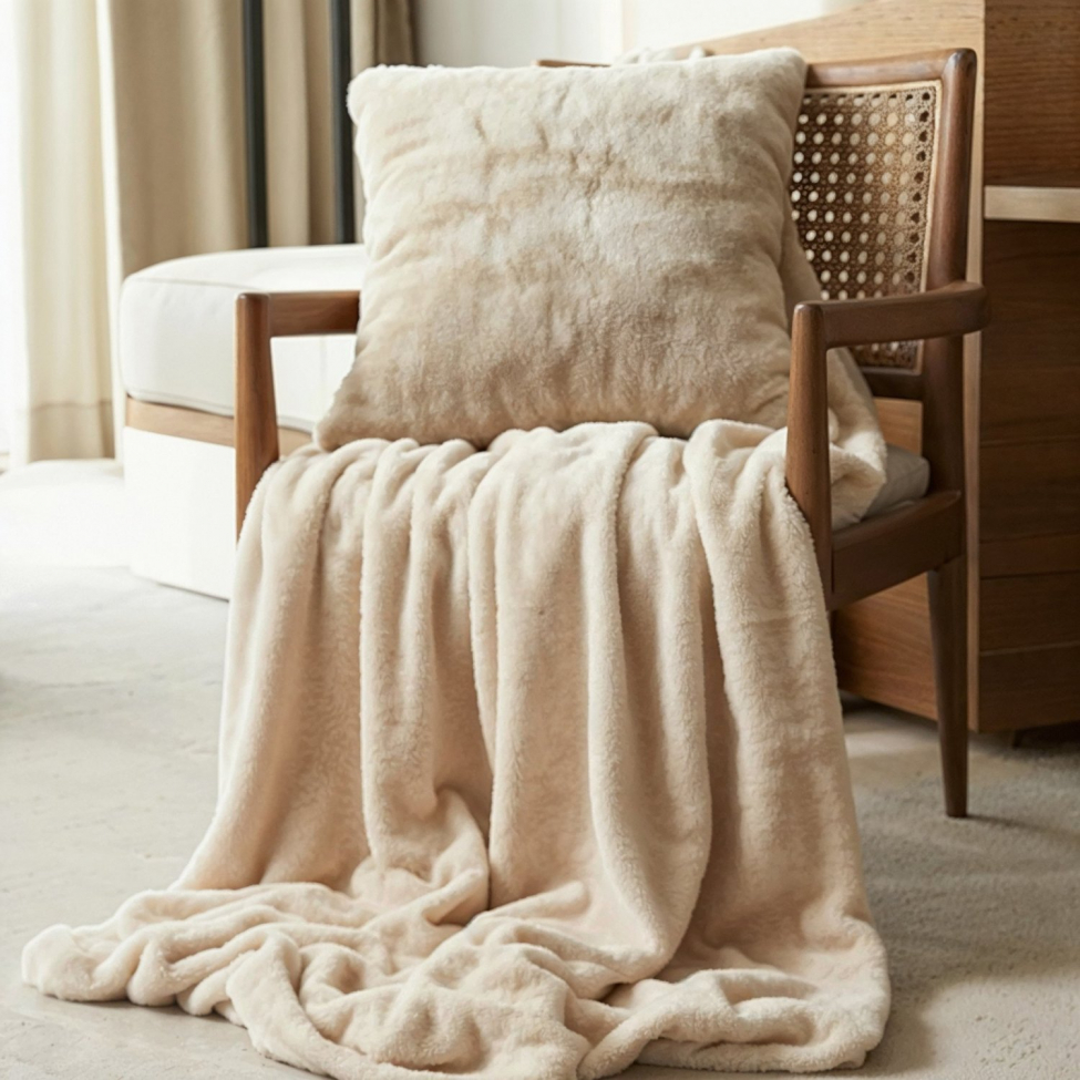 Tæppe 'Aranga Super Soft Throw' 130x170cm - Beige