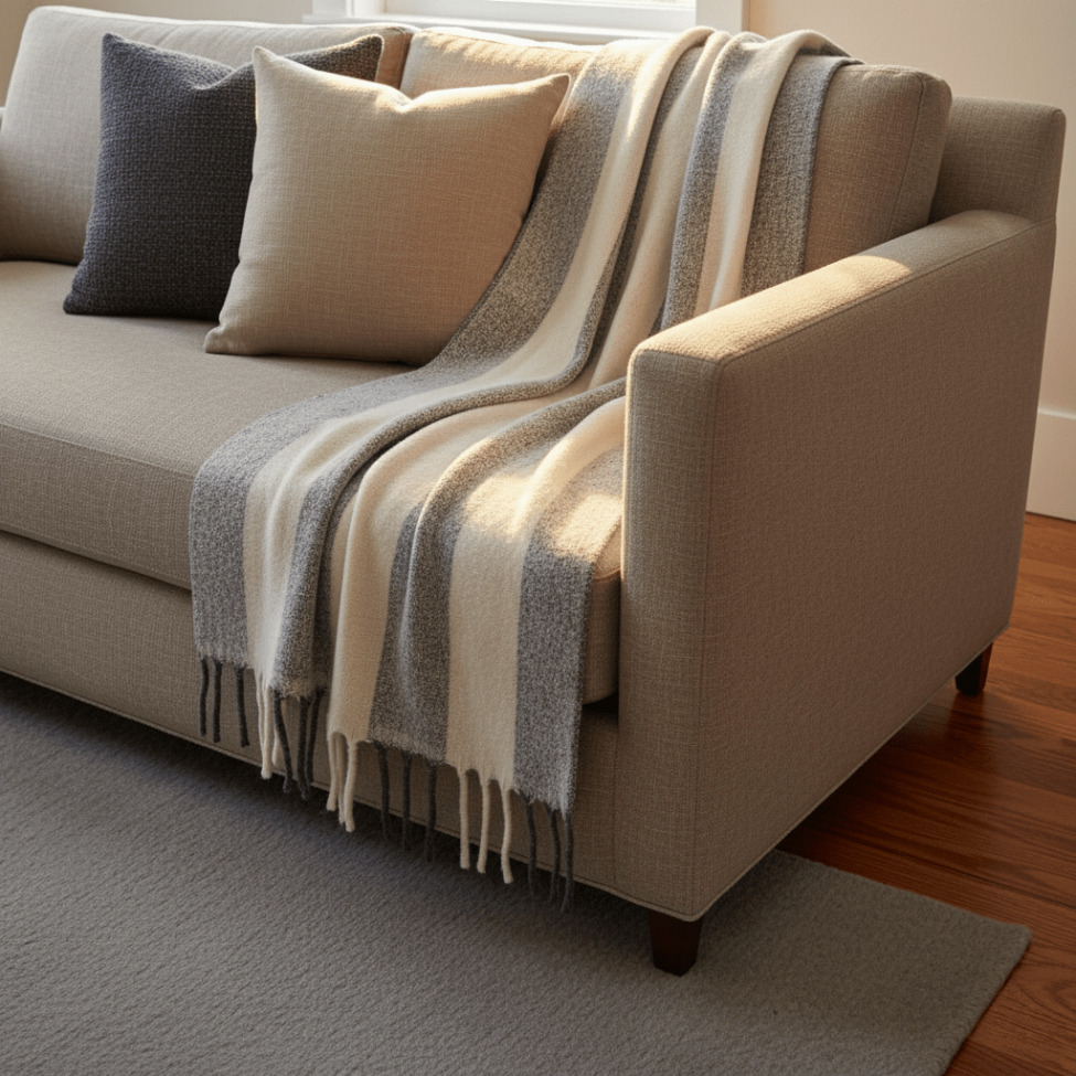 Ternet 'Beatriz Stripe' 130x170cm - Sort/hvid