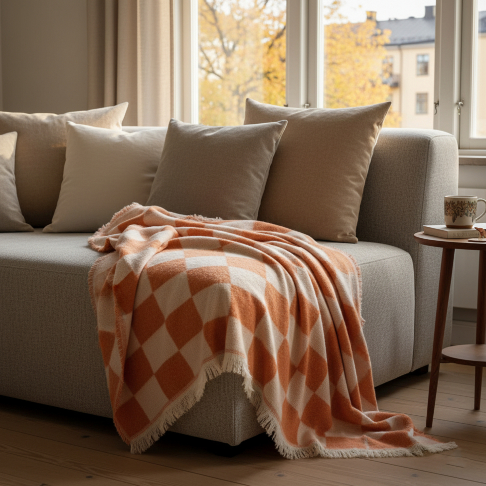 Ternet 'Audrey Check' 130x170cm - Pink/hvid