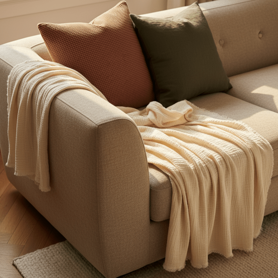 Muslin tæppe 'Dorena' 130x170cm - Hvid