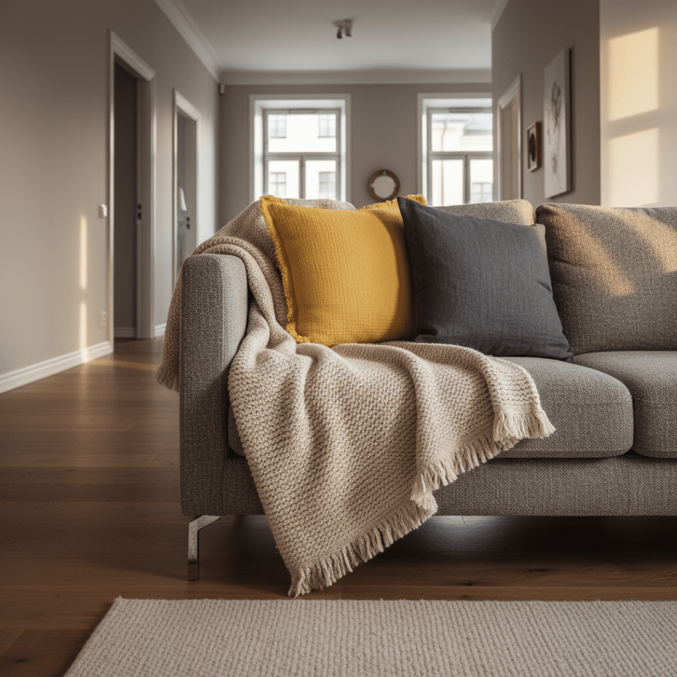 Pudebetræk 'Dorena' 45x45cm - Gul