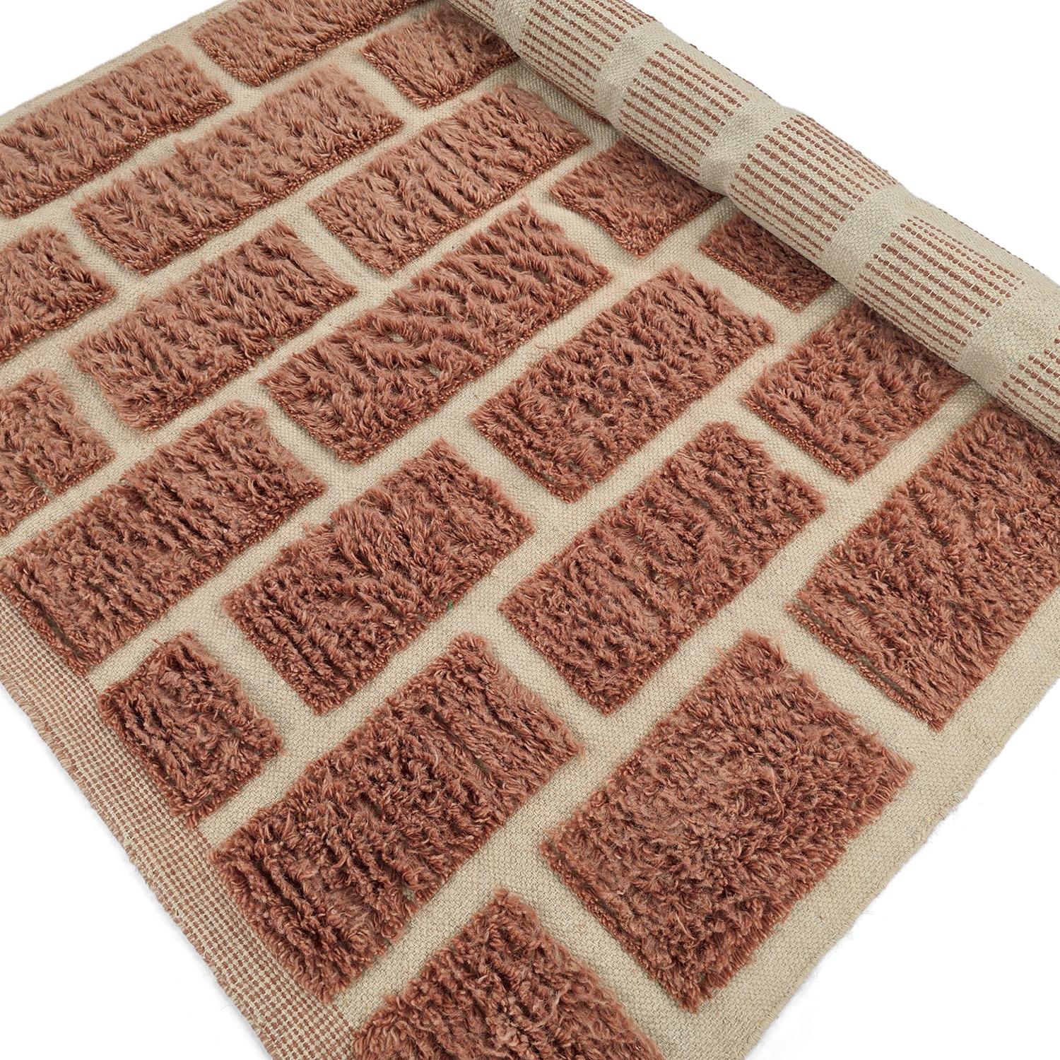 Tæppe 'Leknes Handwoven Wool' - Terracotta
