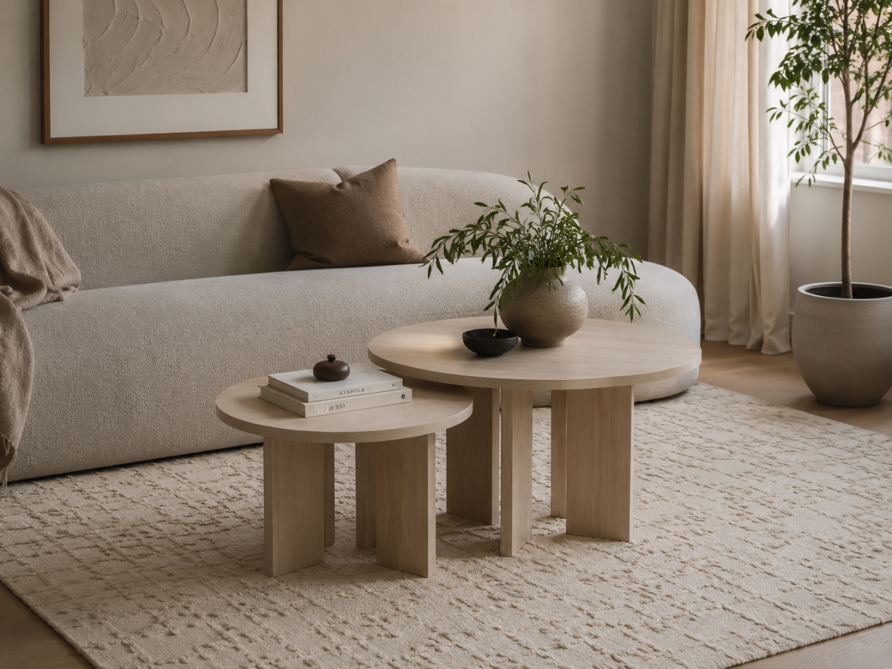 Sofabord 'Cr&eacute;me' Rundt 75cm - Natur