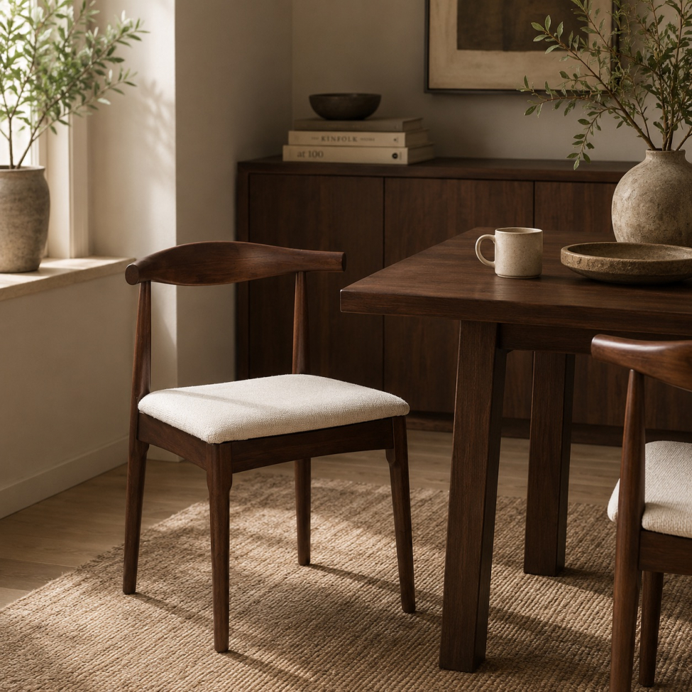 Stol 'Fager' - Valnød/Beige