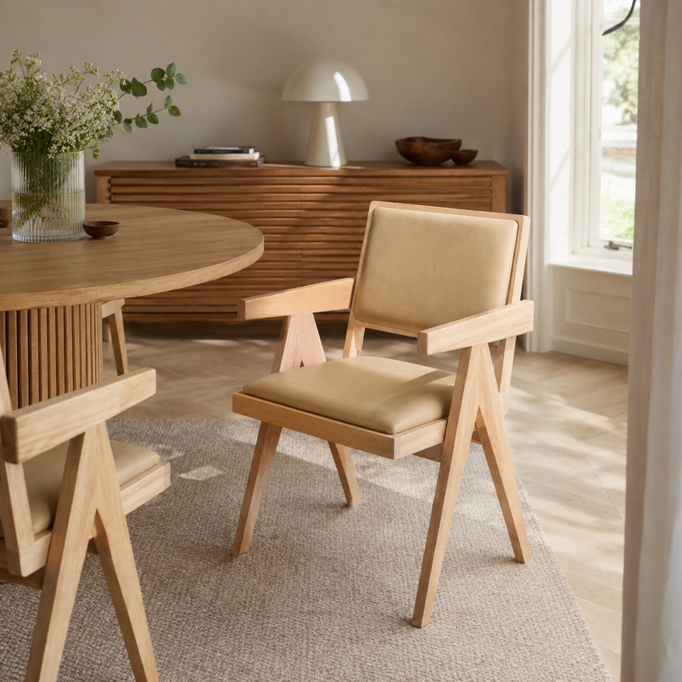Karmstol 'Jean' - Hvidpigmenteret eg/Beige