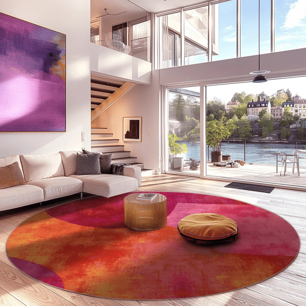 Rund tæppe 'Lazio' 120cm - Rosa