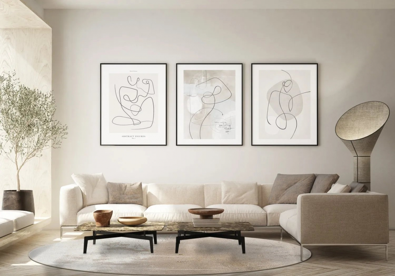 Rund tæppe 'Bornos' 200cm - Beige/Grå