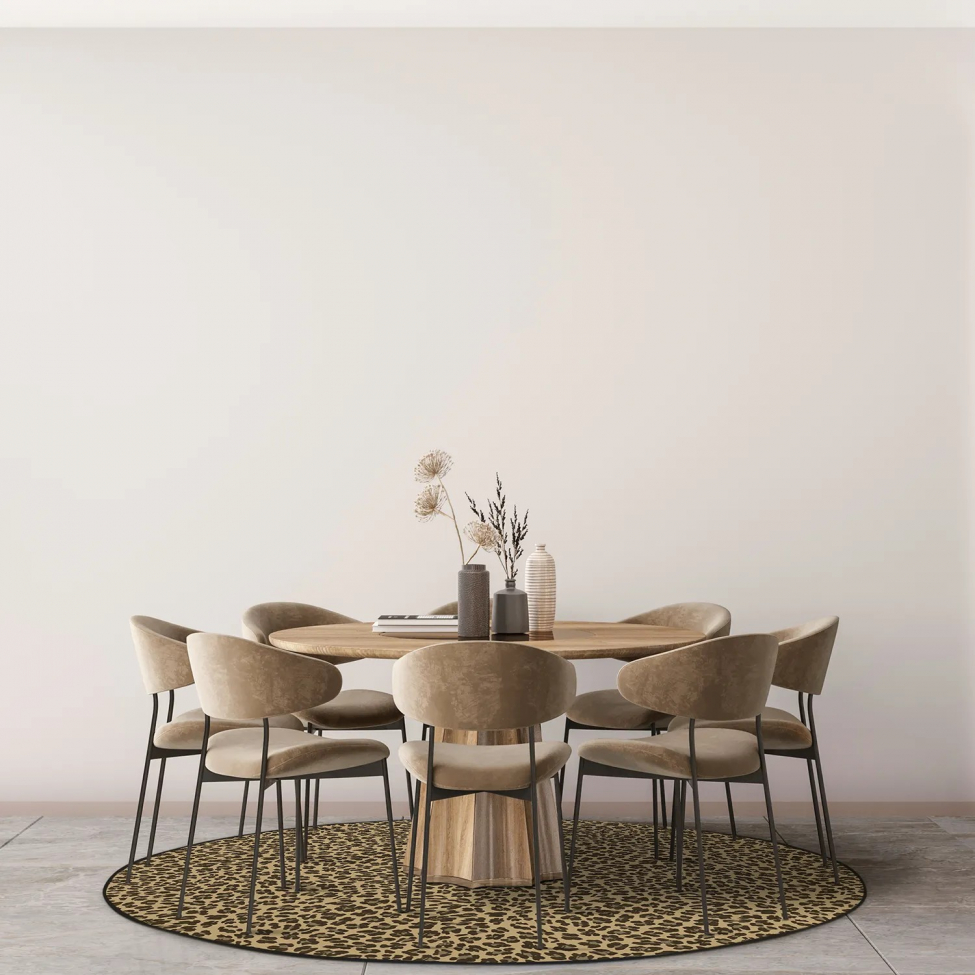 Rund tæppe 'Leopard' 160cm - Brun