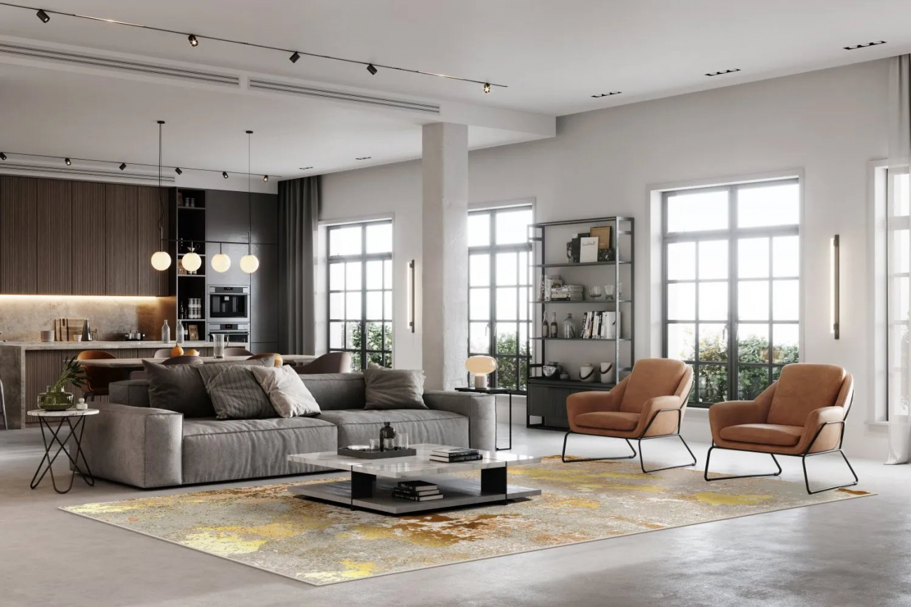 Wilton tæppe 'Elena' 80x350cm - Beige/Guld